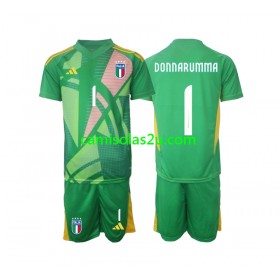 Camisolas de futebol Itália Donnarumma 1 Guarda Redes Criança Equipamento Alternativa Euro 2024 Manga Curta